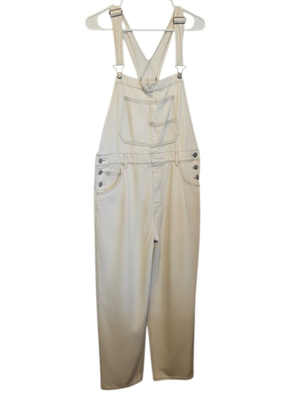 Free People We the Free Ziggy Light-Wash Denim Overalls Size L